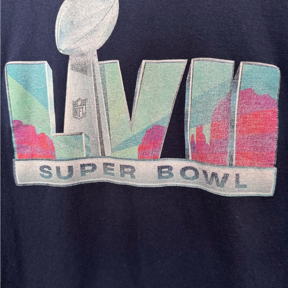 Super Bowl LVII 2023 T-Shirt - Navy by Fanatics.  Size L 100% Cotton